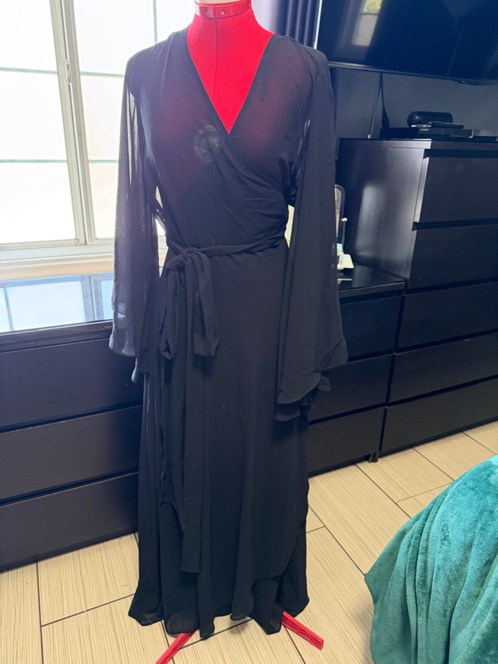 City Chic Black Sheer Wrap Maxi Gown